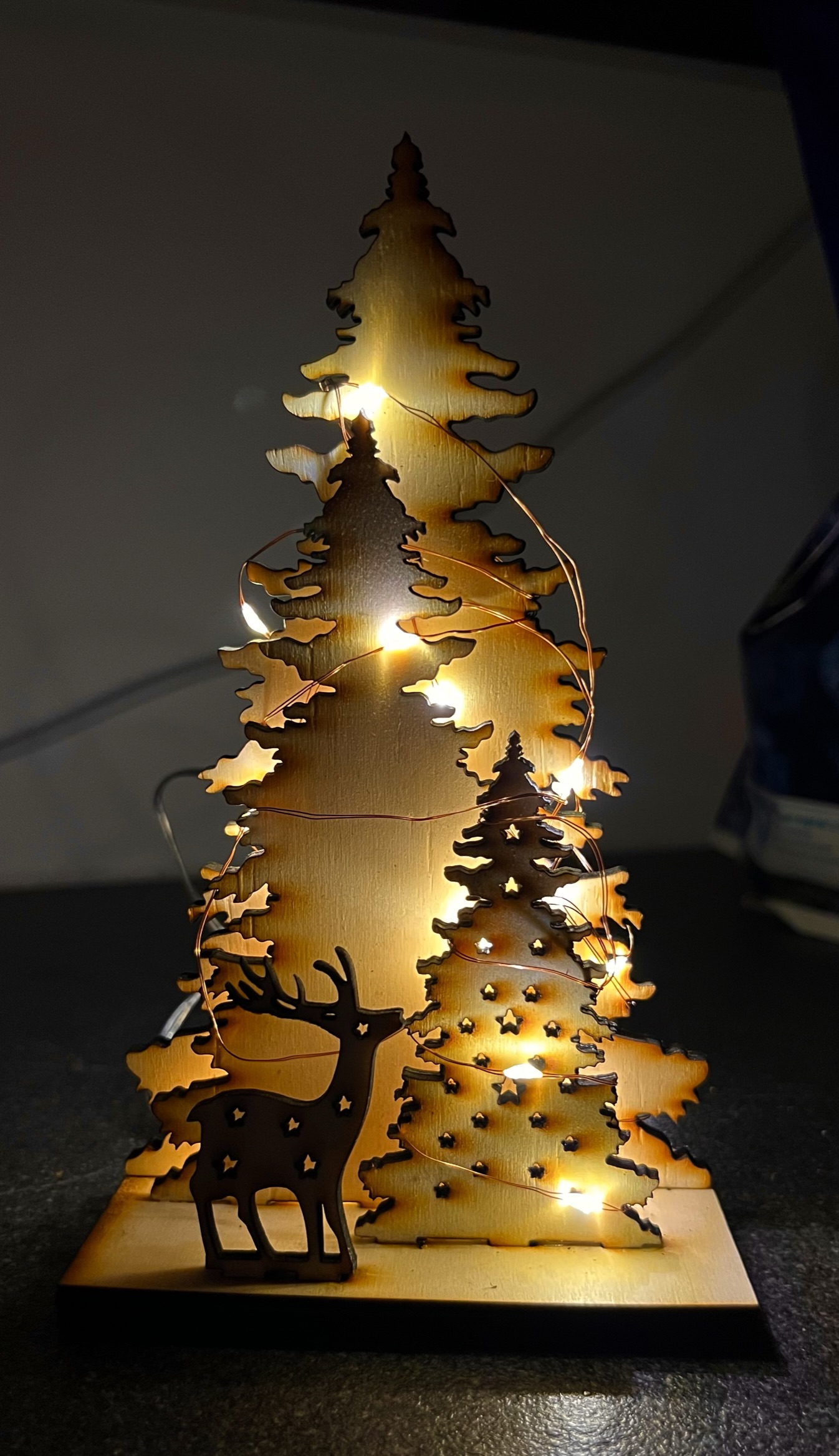 Eine Lasercut-Landschaft mit LED beleuchtet